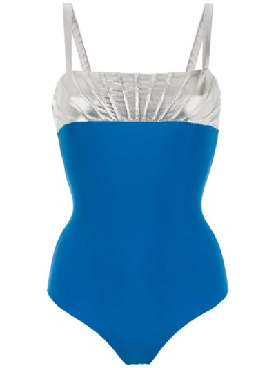 Shop Adriana Degreas Bicolour Swimsuit In Blue