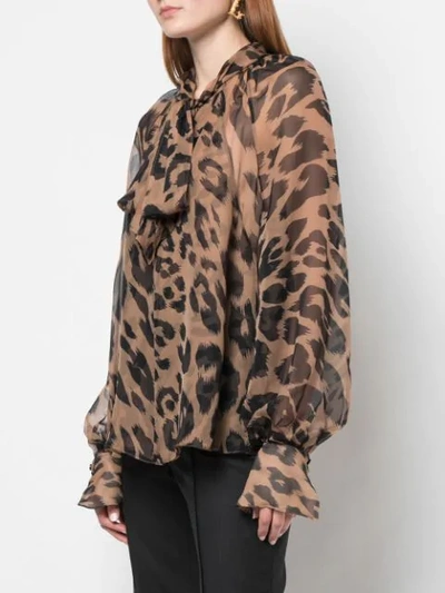 Shop Oscar De La Renta Leopard Print Blouse In Camel