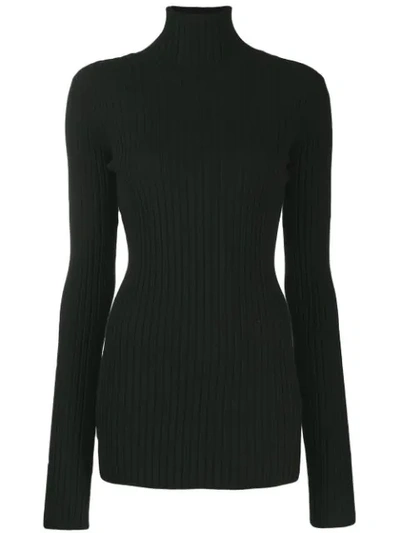 Shop Mm6 Maison Margiela Ribbed Sweater In Black