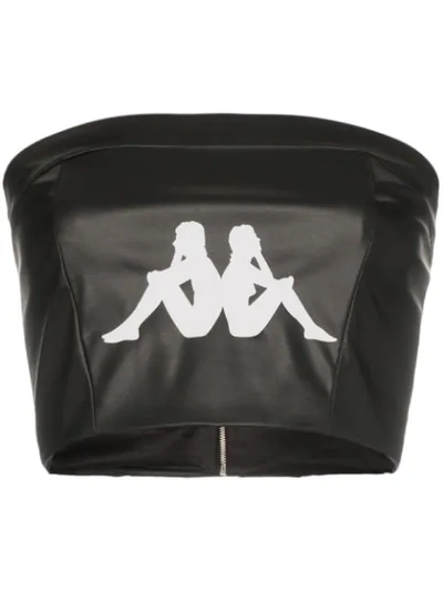 Shop Charm's X Kappa Logo Bustier Top In Black