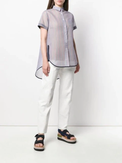 SACAI STRIPED OVERSIZED BLOUSE - 蓝色