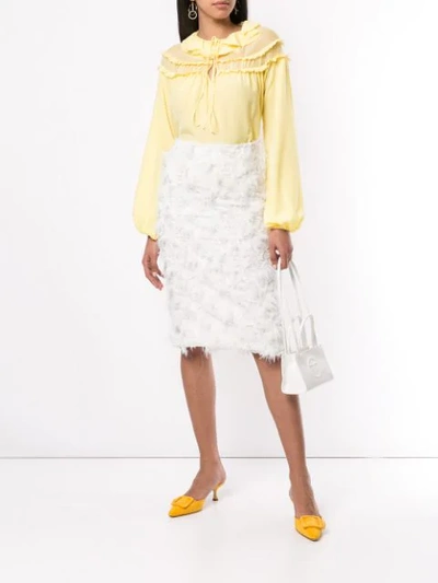 Shop Rochas Ruffled Neck Blouse In Yellow