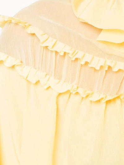 Shop Rochas Ruffled Neck Blouse In Yellow