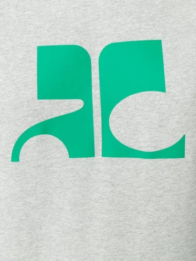 Shop Courrèges Logo Print Sweatshirt In Grey