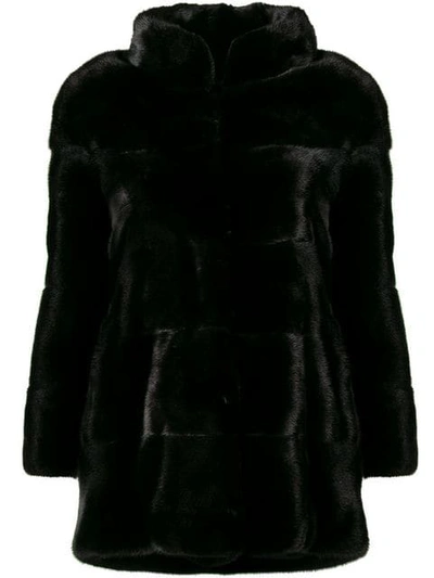 Shop Liska Longsleeved Front Fastened Coat In Schwarz Black