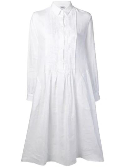 Shop Aspesi Pleated Bib Shirt Dress - White