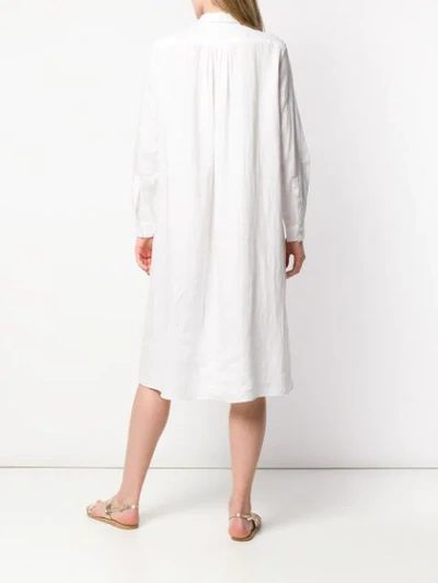 Shop Aspesi Pleated Bib Shirt Dress - White