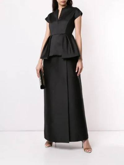 Shop Dice Kayek Pleated Waist Evening Gown In Black
