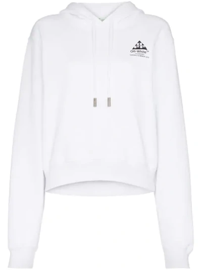 Shop Off-white Arrow Motif Cropped Hooded Cotton Jumper In White