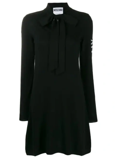 Shop Moschino Pussy-bow Jumper Dress In Black