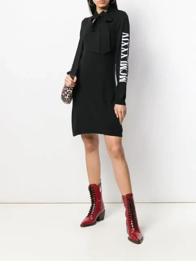 Shop Moschino Pussy-bow Jumper Dress In Black