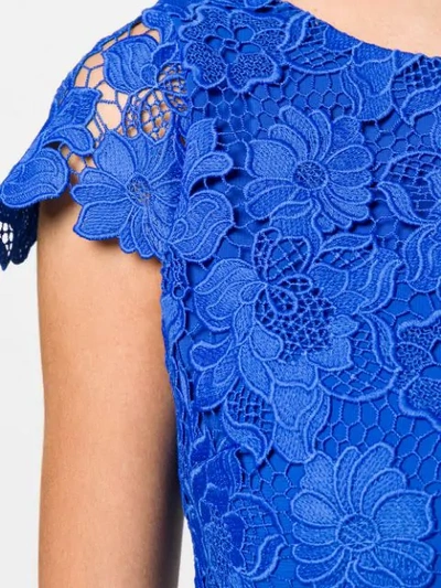 Shop Alice And Olivia Floral Lace Short Dress In Blue