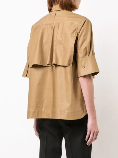 Shop Carven Cropped Poplin Shirt In Brown