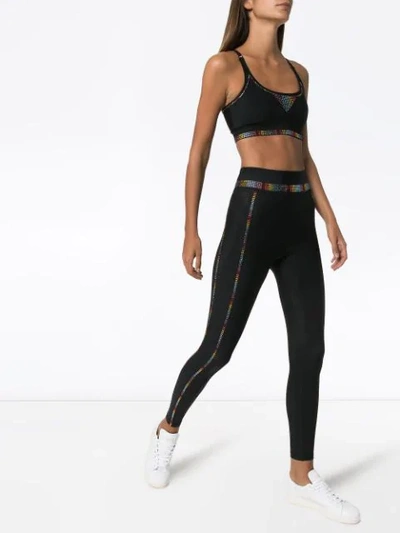 Shop Adam Selman Sport Crystal-embellished Sports Bra In Black