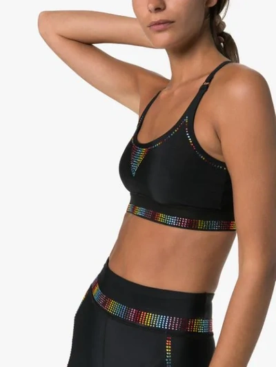 Shop Adam Selman Sport Crystal-embellished Sports Bra In Black