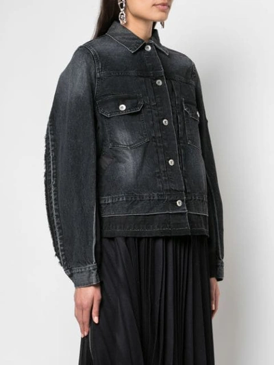 Shop Sacai Hybrid Bomber Denim Jacket In Black