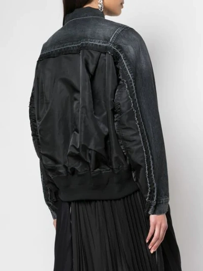 Shop Sacai Hybrid Bomber Denim Jacket In Black