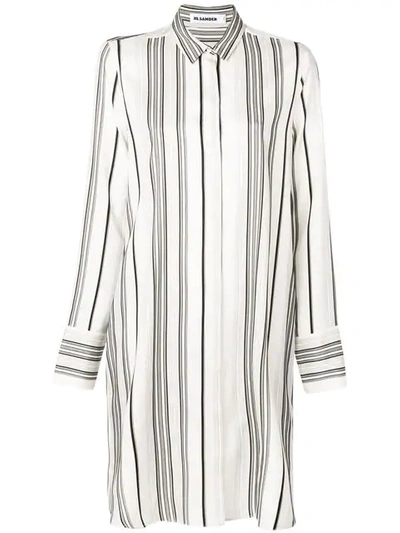 Shop Jil Sander Ginepro Striped Shirt Dress In White