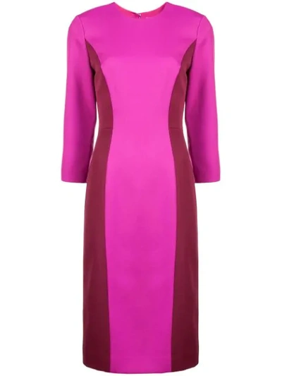 Shop Milly Colour Block Fitted Dress In Pink