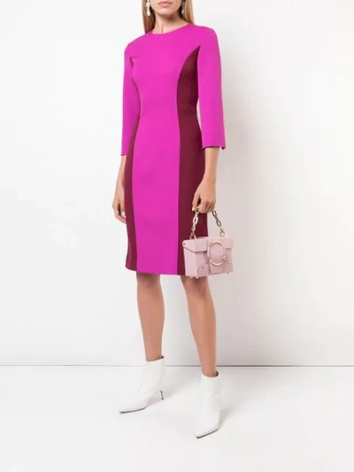 Shop Milly Colour Block Fitted Dress In Pink