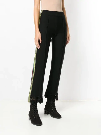 Shop Alanui Side-stripe Cropped Trousers In Black