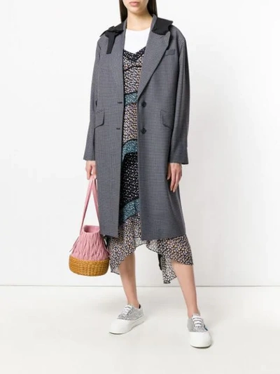 Shop Miu Miu Contrast Collar Coat In Grey