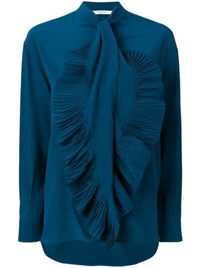 Shop Givenchy Pleated Front Bib Shirt In 404 Oil Blue