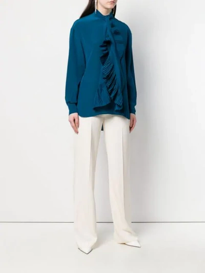 Shop Givenchy Pleated Front Bib Shirt In 404 Oil Blue