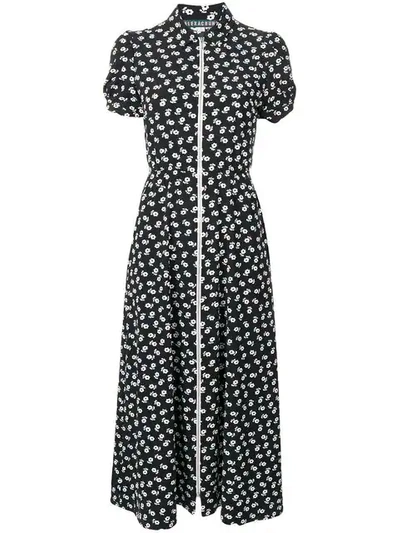 Shop Alexa Chung Puff Sleeve Zip Dress In 002 Black/cream