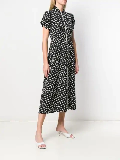 Shop Alexa Chung Puff Sleeve Zip Dress In 002 Black/cream