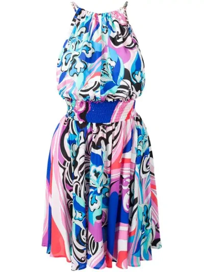 EMILIO PUCCI ABSTRACT PRINT SHORT DRESS - 蓝色