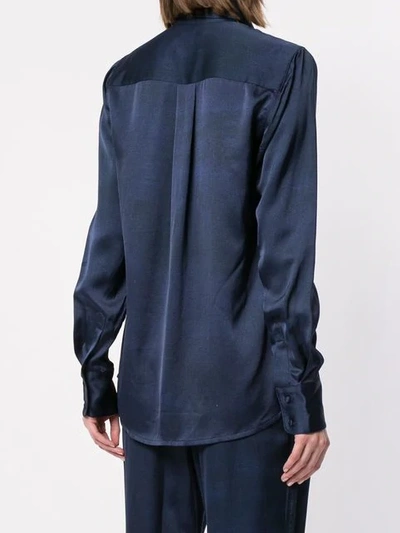 Shop Aje Stevens Satin Shirt In Blue