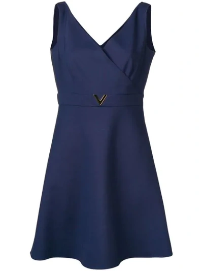 Shop Valentino V Belt Dress In Blue