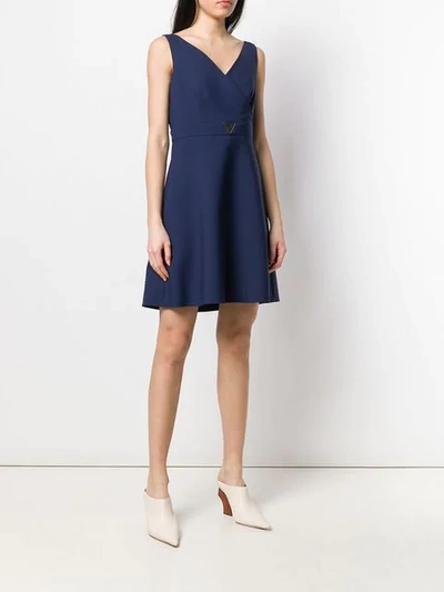Shop Valentino V Belt Dress In Blue