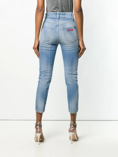 Shop Dsquared2 High Waist Cropped Twiggy Jeans In Blue