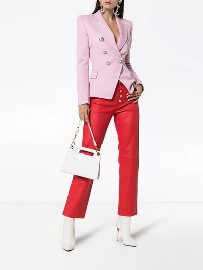 Shop Balmain Double-breasted Blazer Jacket In Pink