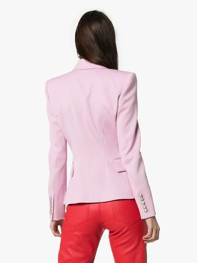 Shop Balmain Double-breasted Blazer Jacket In Pink