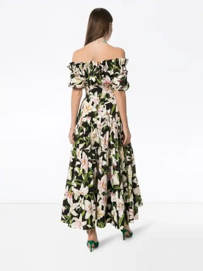 Shop Dolce & Gabbana Lily Print Maxi Dress - Multicolour