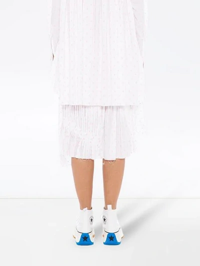 Shop Jw Anderson Fil Coupe Pleated Skirt In White