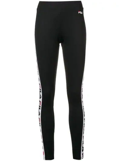 Shop Fila Logo Side Stripe Leggings In Black