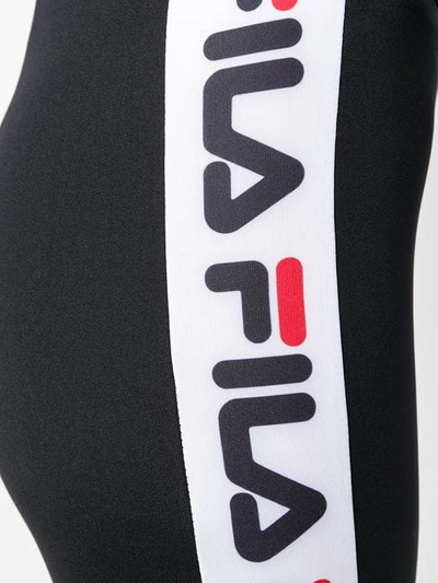 Shop Fila Logo Side Stripe Leggings In Black