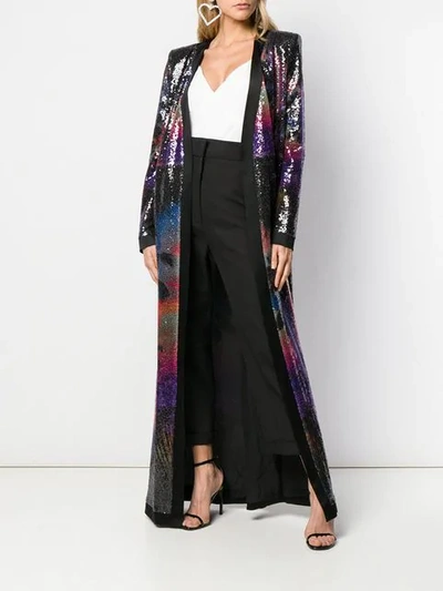 Shop Balmain Sequin Embellished Long Kimono In Black
