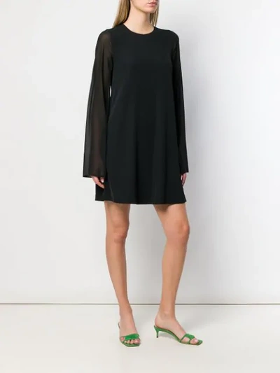 Shop Blanca Longsleeved Flared Dress In Black