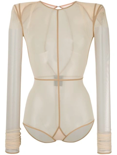 Shop Ann Demeulemeester Soft Tulle Bodysuit - Neutrals