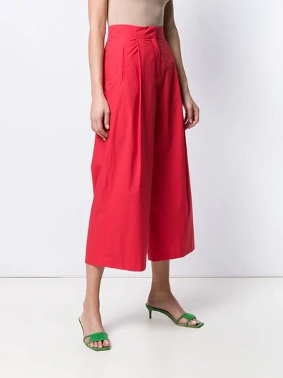Shop Etro Wide Crop Trousers In Red