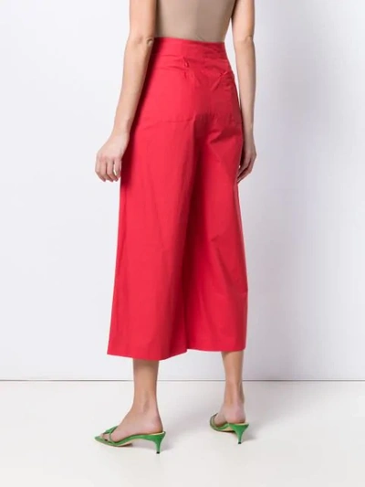 Shop Etro Wide Crop Trousers In Red