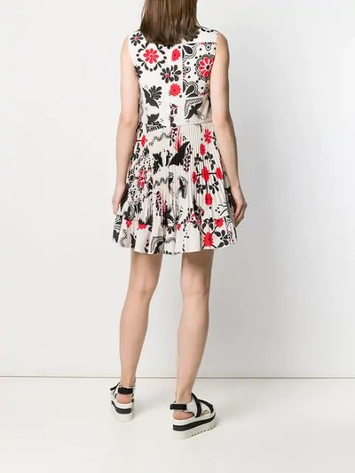 Shop Red Valentino Printed Pleated Dress In Neutrals