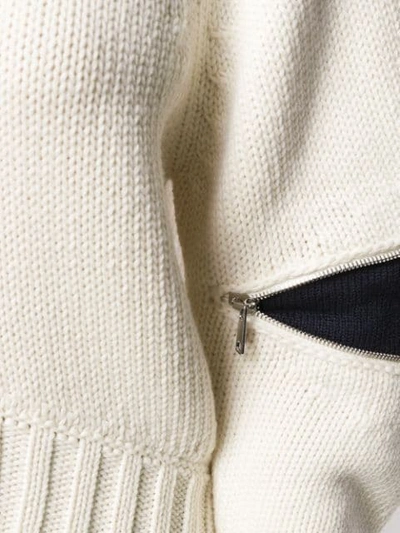 Shop Alexander Mcqueen Zipped Sleeve Sweater - White