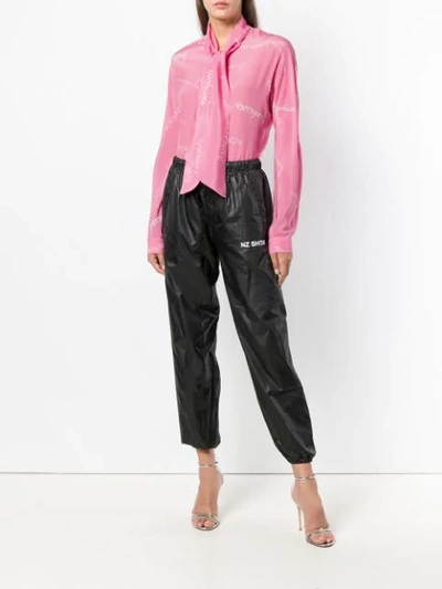 Shop Natasha Zinko Pussy Bow Printed Blouse In Pink