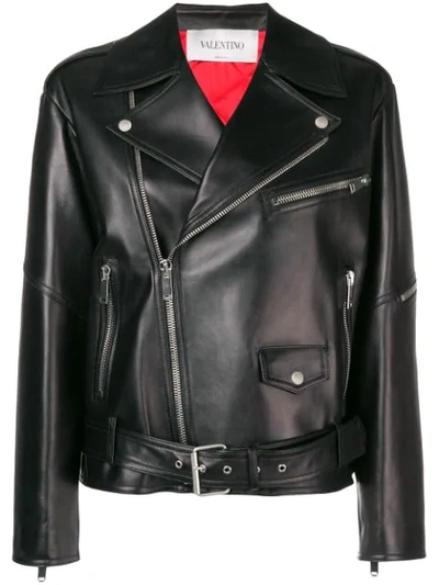Shop Valentino Vltn Biker Jacket In Black